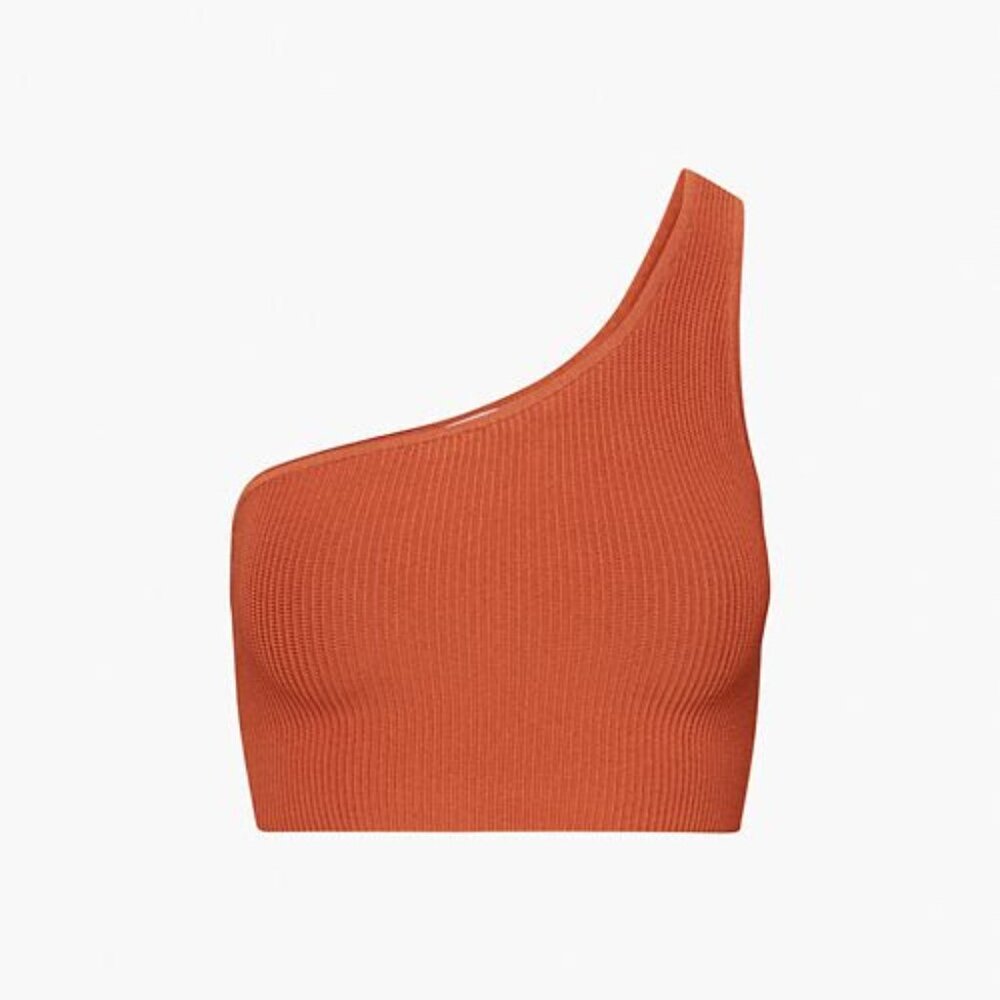 Knit One-Shoulder Crop Top || Babaton